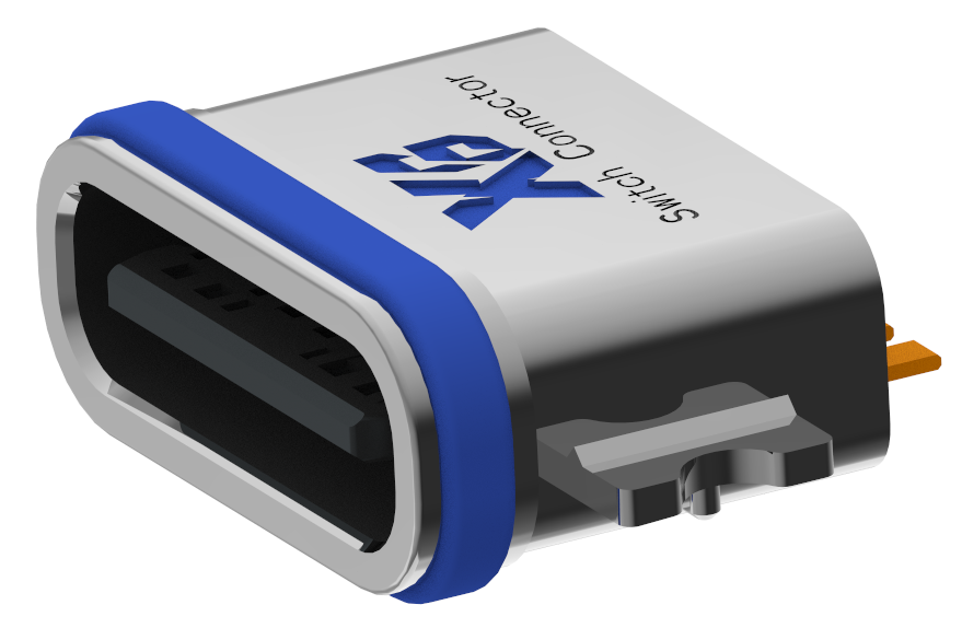 XB-ATCF-06-014 TYPE C 6P 沉板0.8防水母座L=6.7mm(U型锌合金外壳)